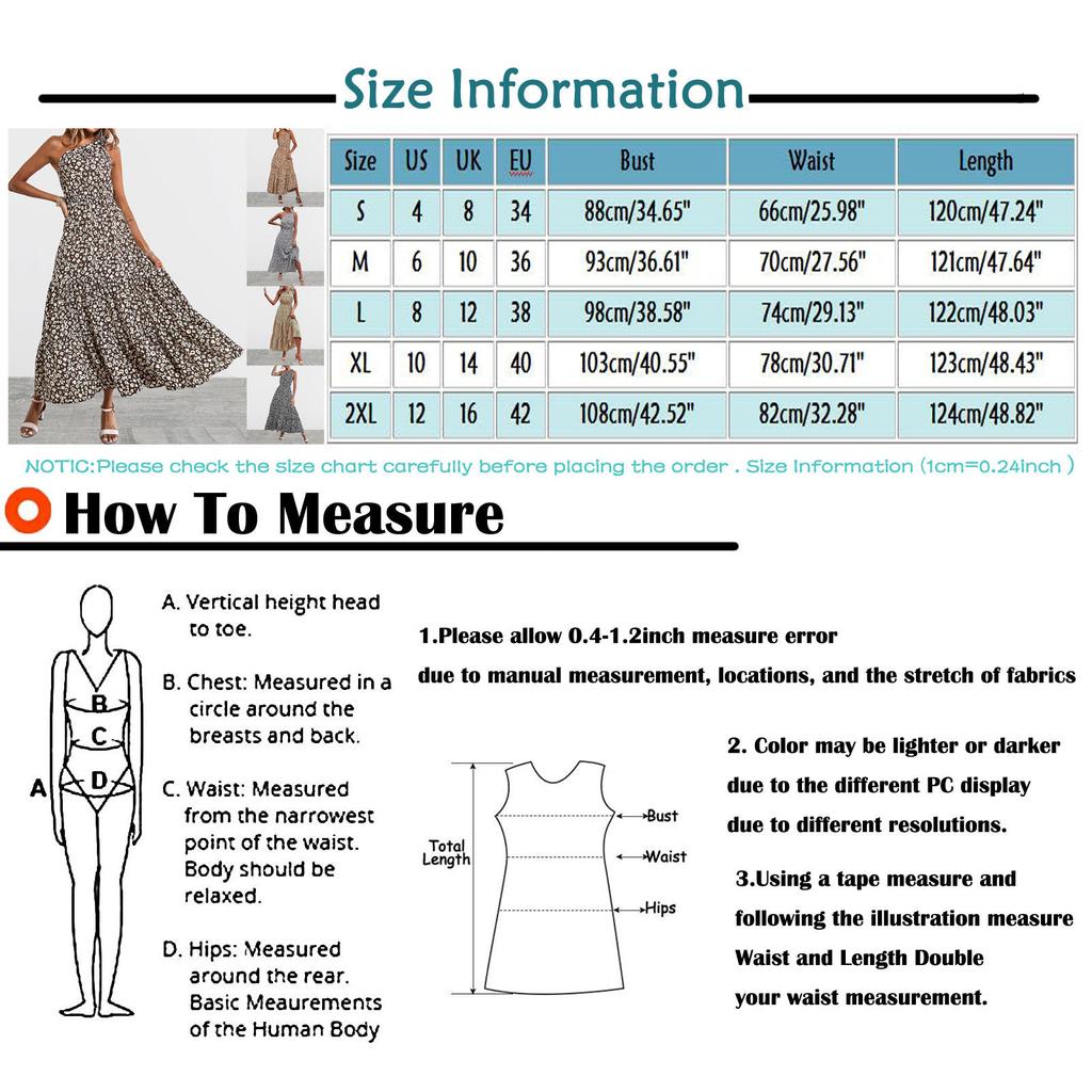 Women's Single Shoulder Bohemian Floral Dress Beach Vacation Hem Long Dress