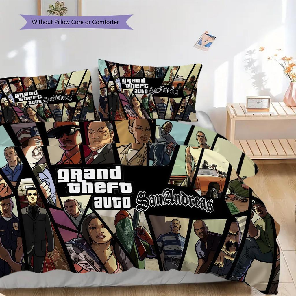 Grand Theft Auto San Andreas Dreiteiliges Set 1 Bettbezug 2 Kissenbezüge Ohne Füllung Bettwäscheset Bettbezug Und Kissenbezug