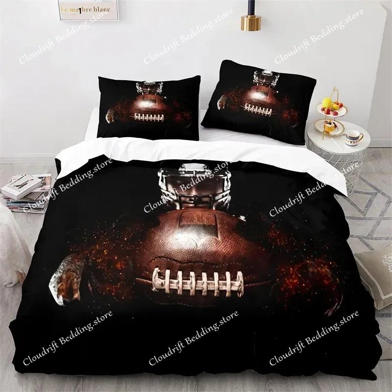 Sport Bettbezug Set American Football Spieler Bettwäsche Set für Jungen Mädchen Kinder Weicher Ballsport Steppdeckenbezug mit Kissenbezügen