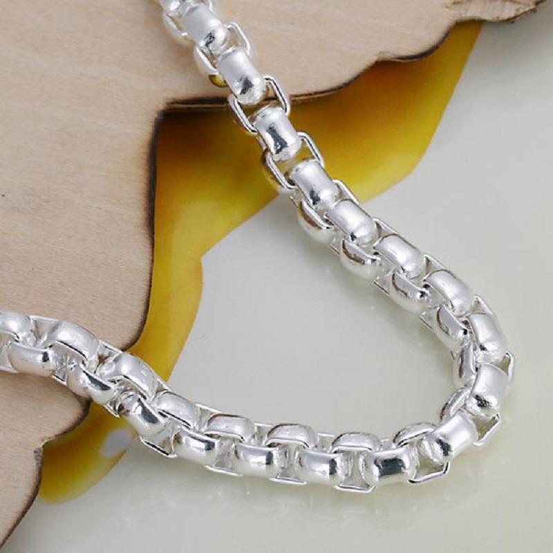 Fine Round Check Silver Bracelet Geometric Shape Wrist Accessories Fashion Jewelry For Women Men Charms Wedding Party Gift