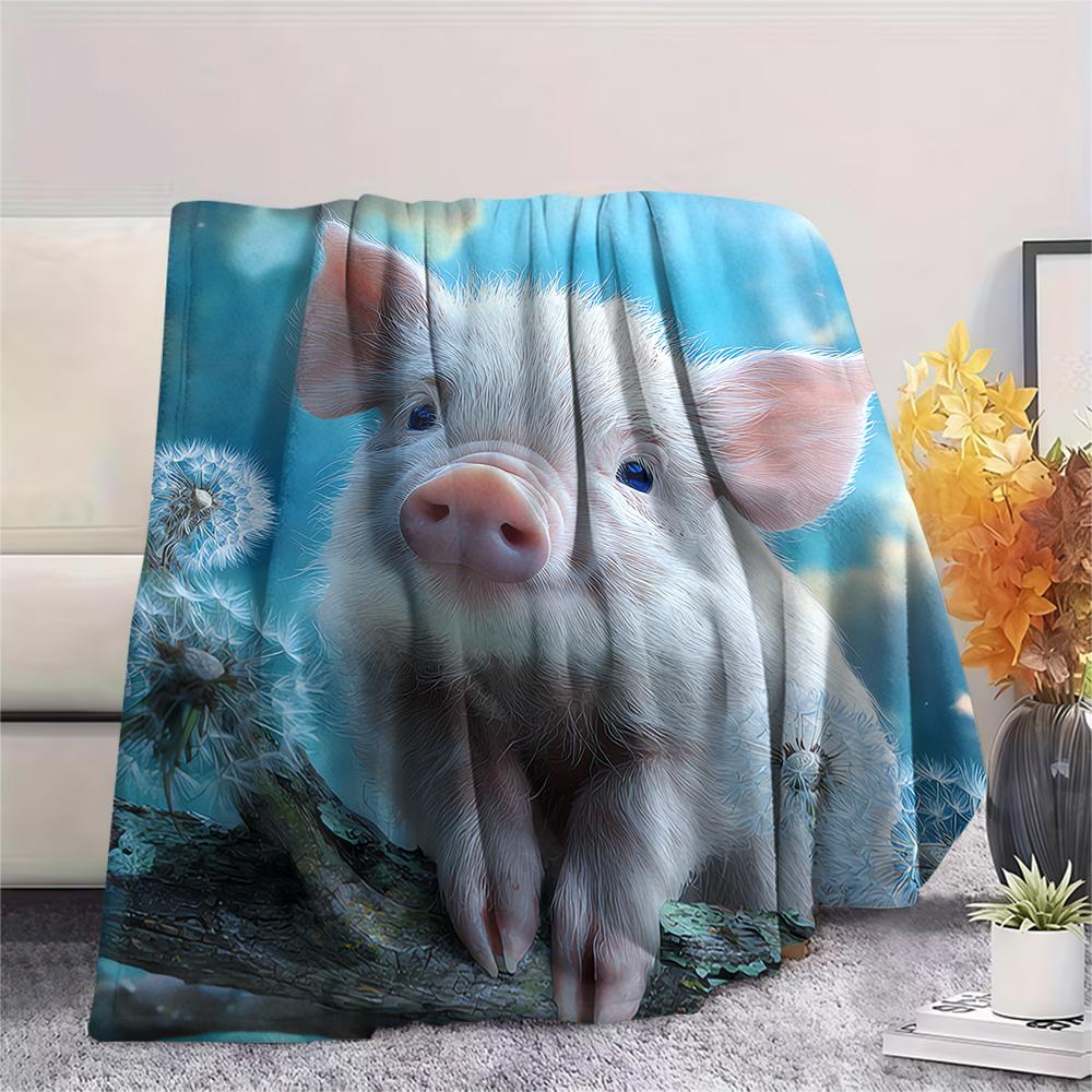 Pig Print Flannel Blanket, High quality Comfortable for All Seasons, Home Decor, Warmth and Comfort, Perfect for Christmas Gifts