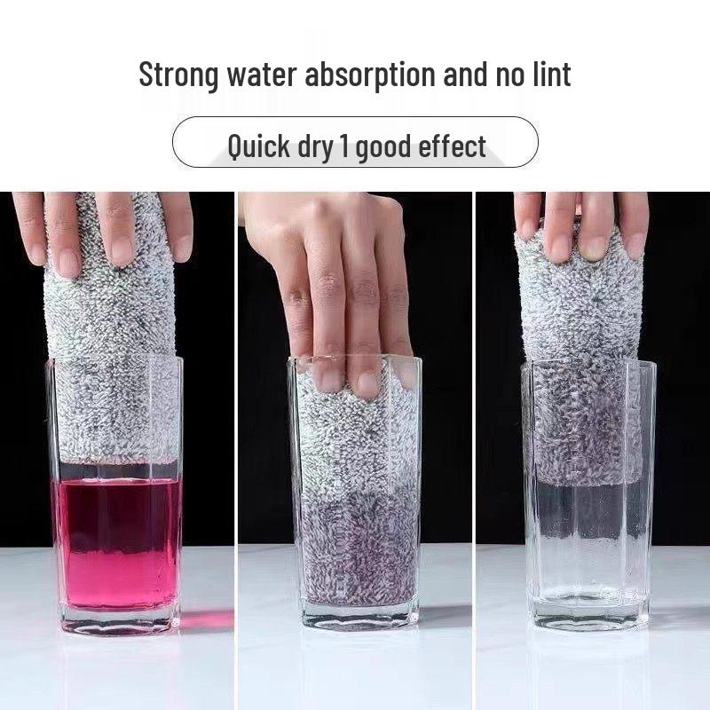 Thick Bamboo Charcoal Fiber Dish Cloth - Degreasing, Lint-Free, Absorbent, Non-Stick Oil, Thickened for Kitchen Cleaning