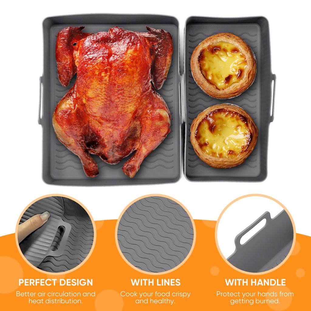2pcs Set Silicone Air Fryer Mat AirFryer Baking Pan Mold Reusable Oven Baking Tray Pad Non-stick Basket Liners Pot Kitchen Tool