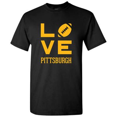 Pittsburgh Love Football - Sports City Pride Tailgating T -Shirt - Black