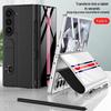 Samsung Z Fold 6 Leather Flip Case with Pen Slot and Glass Cover – Stylish and Business-Friendly.