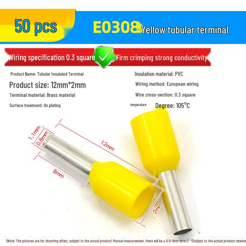 European Tubular Wire Connectors: VE0508, 7508, 1008, 1508, 2508 Pin Terminals