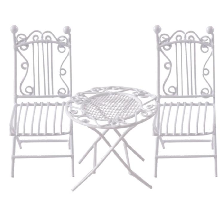 Miniature Dollhouses Furniture Iron Table And Chair Set Model Figurine For Crafting Garden Bistro Scene Displaying