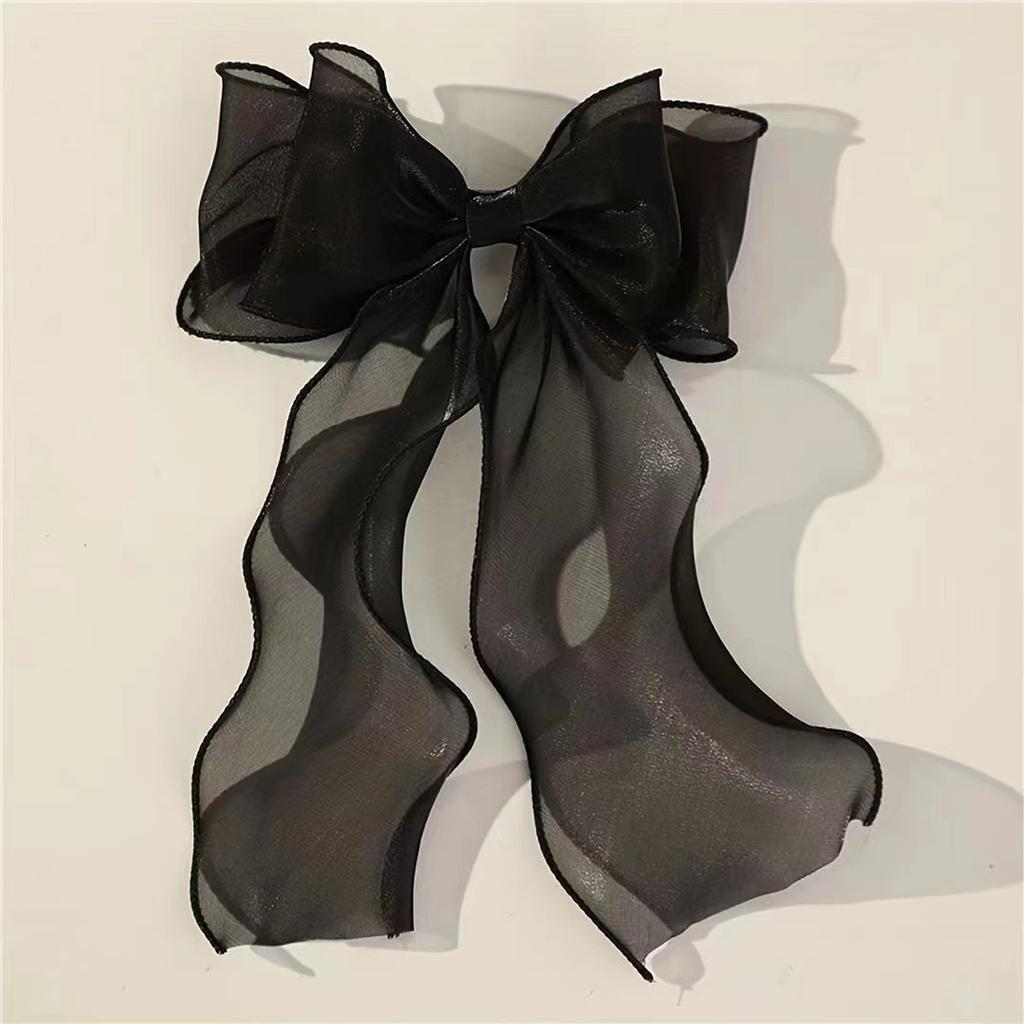 White Organza Bow Fluttering Ribbon Hair Clips Women French Fresh Premium Feeling Headdress Large Hair Cards Girl Hair Accessori