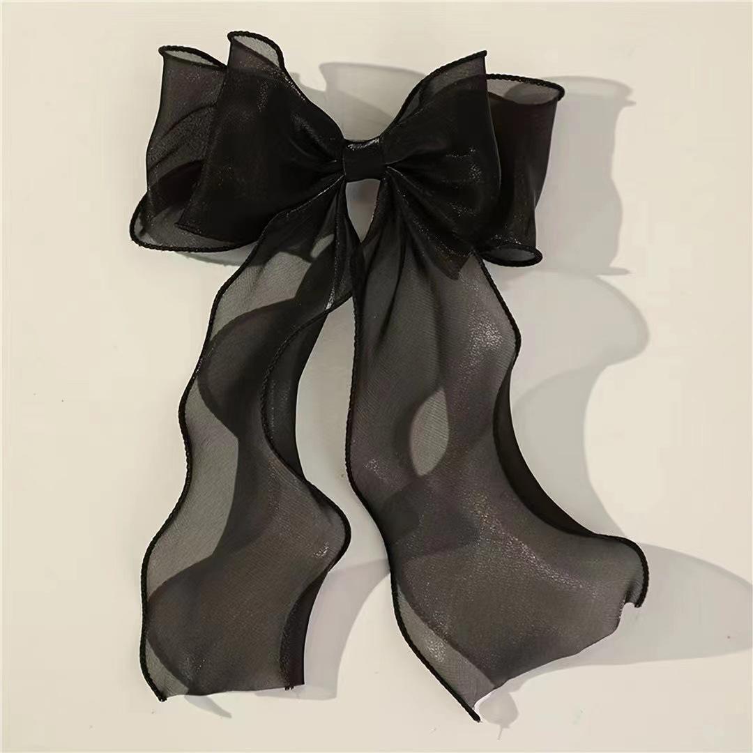 

Белый бант из органзы с развевающимися лентами для волос, женские французские свежие премиальные головные уборы, большие карты для волос, аксессуары для волос для девочек