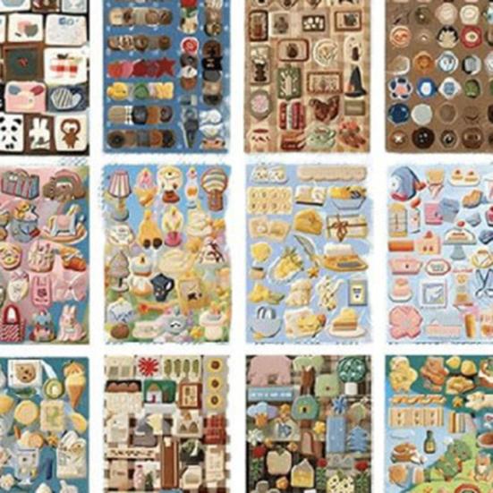Kniha samolepek Realistická výšivková textura Samolepky Obsahuje 680 ks Roztomilé výřezové samolepky pro deníky Scrapbooking Plánovače