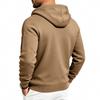 Men's Solid Zip‑Up Hooded Sweatshirt Casual Drawstring Hoodie Jacket Long Sleeve Arm Pocket Sports Outerwear for Male