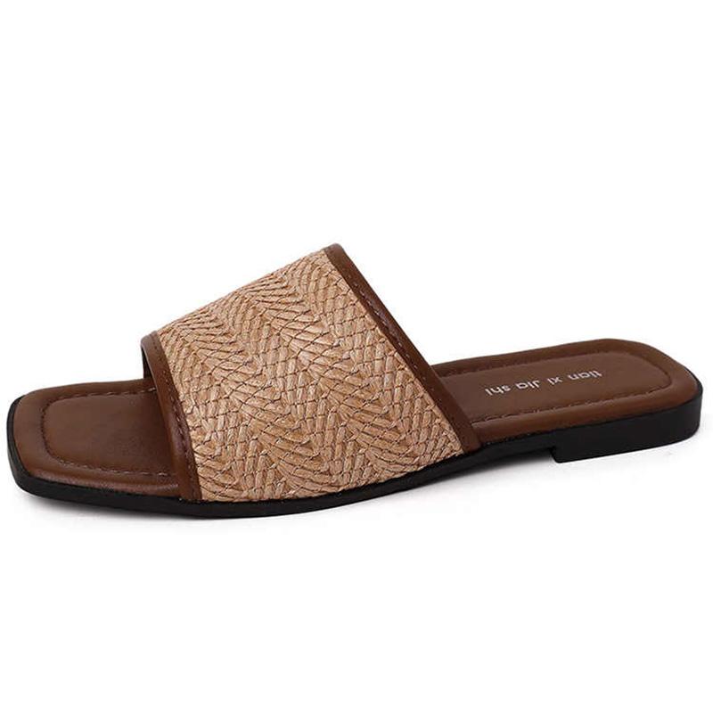 Summer Weave Women Beach Slippers Concise Open Toe Slide Ladies Outdoor Comfort Soft Sole Sandalias