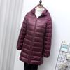 Light and Thin Down Jacket Women's Medium and Long Autumn and Winter New Slim-fit Hooded Large-size Jacket Removal Cap