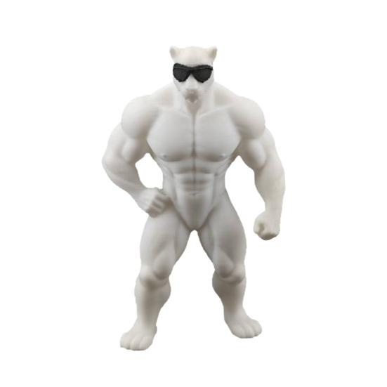 

3D Printed Cool Leopard Figurine Funny Muscular Animal Statue with Sunglasses for Home Office Room Desk Shelf Decor білий
