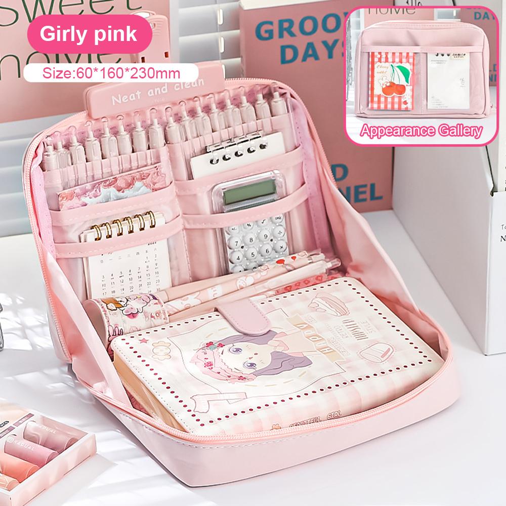 Large Capacity Pencil Case Panda Aesthetic Canvas Cute Pen Bag Multi-Function Portable Storage Students High Beauty Makeup Bag