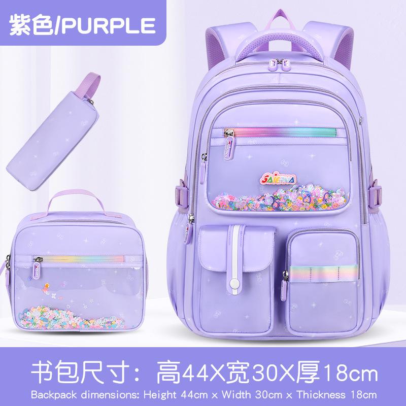 School Bags For Primary School Students And Girls, Multi-Layer Large-Capacity Lightweight Burden Reduction Three-Piece Set, School Bags Are Childlike