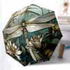 1 szt. Parasol z motylami i kwiatami, automatycznie otwierany/zamykany, wiatroodporny, funkcjonalny design, wytrzymały stelaż z 8 żebrami
