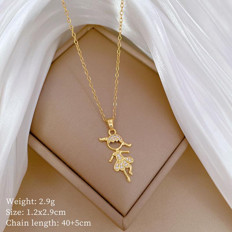 Butterfly Heavy Industry Necklace Women'S Copper Micro-Inlaid Real Gold Electroplating Delicate Clavicle Chain Neck Chain