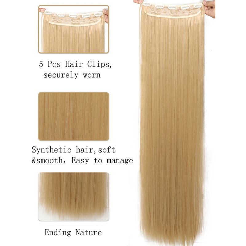 JINKAILI Synthetic 20-40 Inch Extra Long Straight Hair Extension 5 Clips Black Blonde Brown Red High Temperature Fake Hairpiece