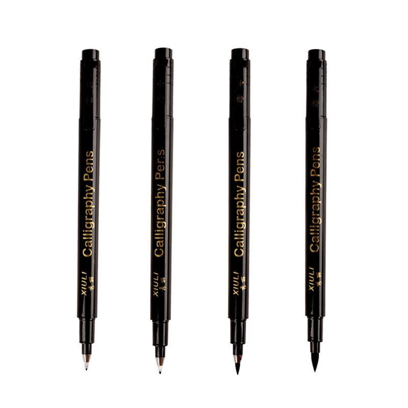 4 Stück/Set Schönschriftstift mit weichen Haaren, Große, Mittlere und Kleine Buchstaben, Sehr feines Skizzieren, Skizzieren kann mit Tinte hinzugefügt werden, Übungsheft-Kopie,