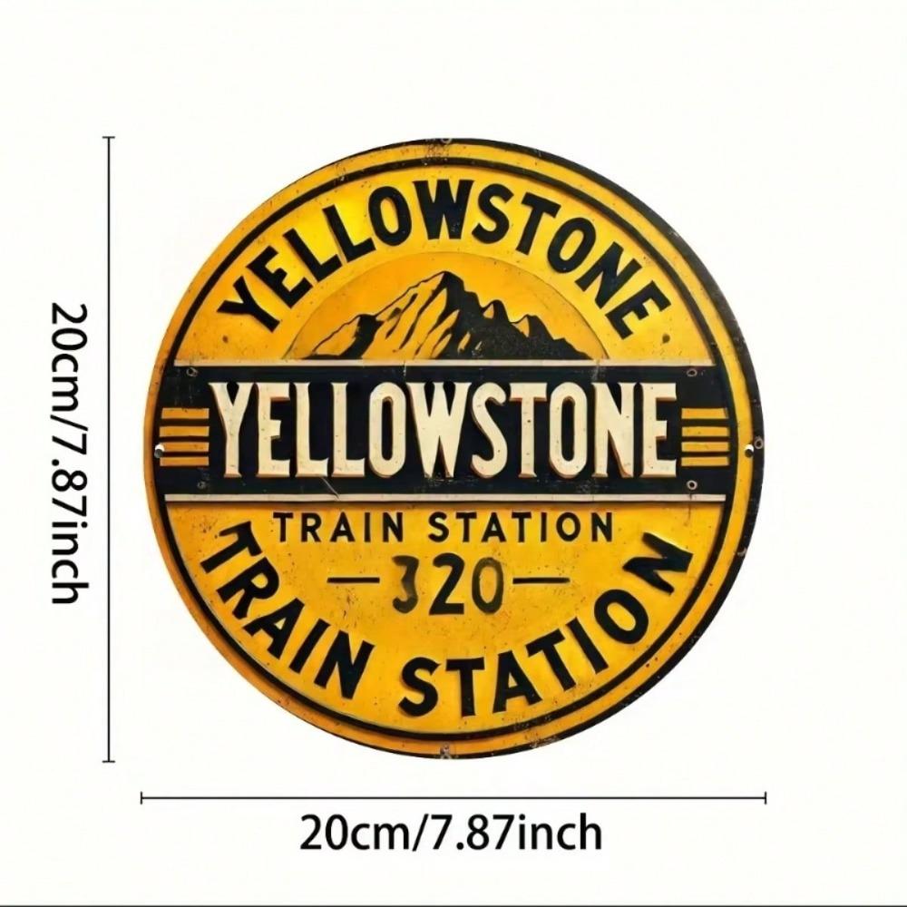 Vintage Metal Wall Sign Round Train Station Decor