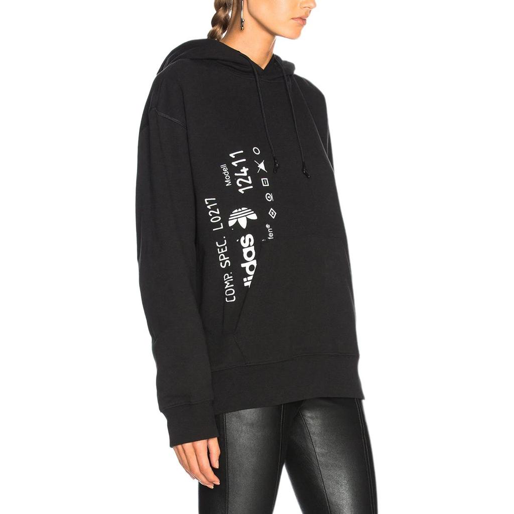 Adidas X Alexander Wang Logo Letter Pattern Printed Hooded Drop Shoulder Sweatshirt Women sweatshirt CV5292-BLACK