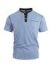 Men's Summer Short Sleeve Polo Shirt Henley Color Block T-Shirt Casual Business