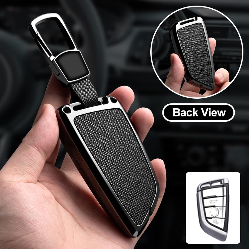 Zinc Alloy Leather Car Key Fob Case For Bmw X1 X3 X4 X5 X6 X7 1 3 5 6 7 Series G20 G30 F39 520 525 G11 F15 F16 G01 G02 F48