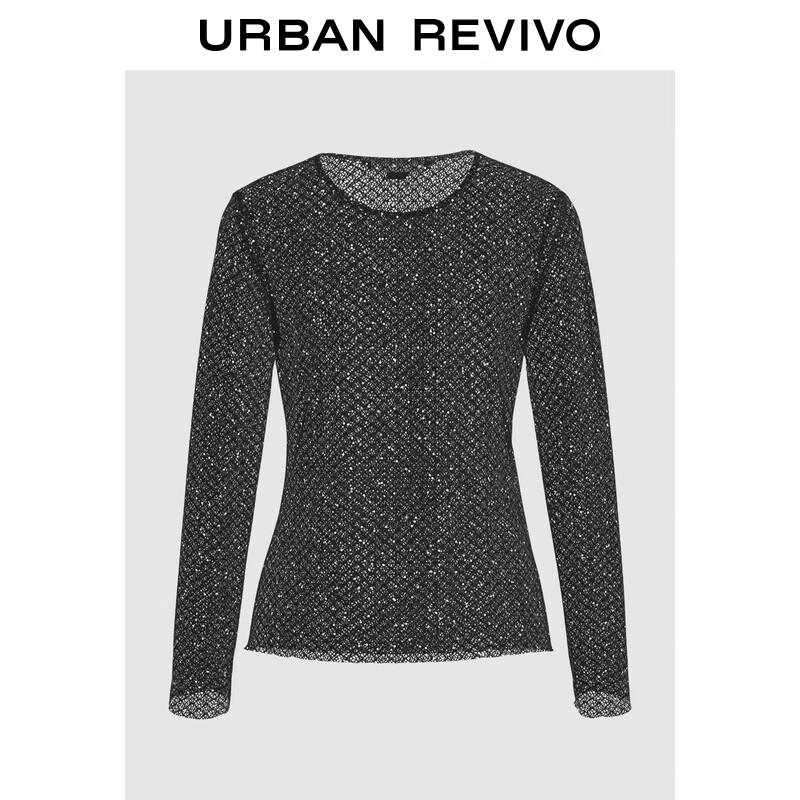 UR Women's Stylish Cutout Sequin Long Sleeve T-Shirt