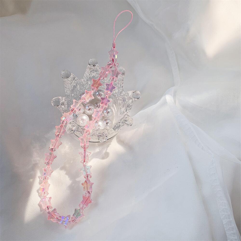 Bracelet de perles d'amour pour femmes, petit nœud en cristal frais, fleurs, amour, chaîne de téléphone portable, anti-chute, accessoires de coque de téléphone portable, DIY