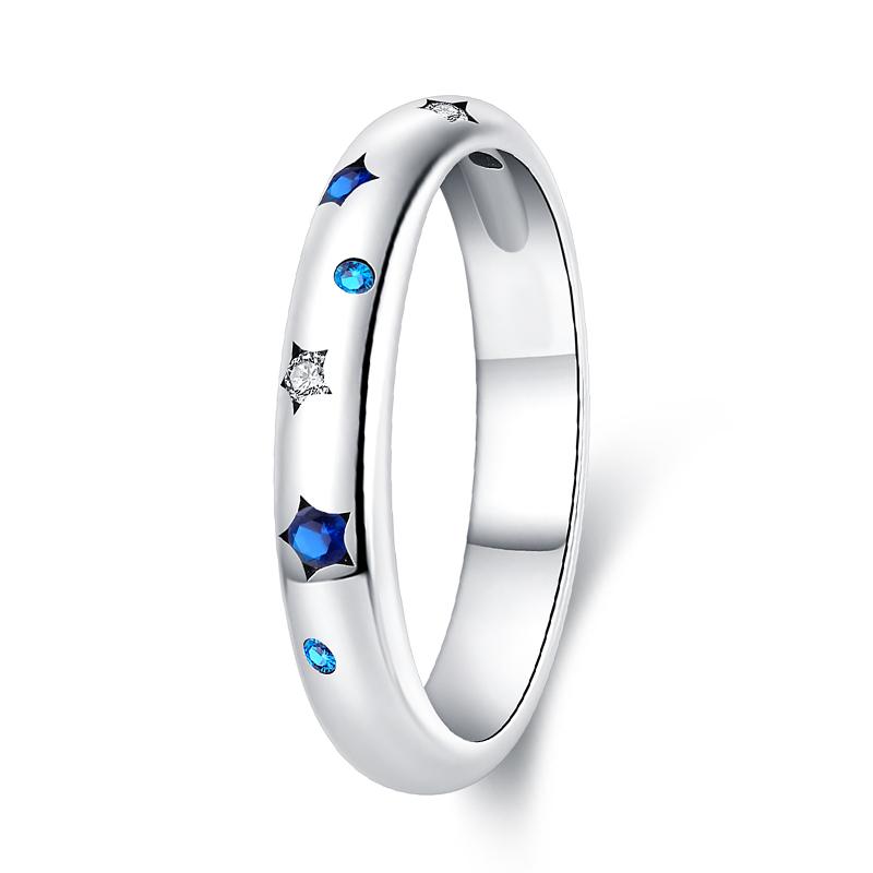 Rings 925 Silver Star Moon Colorful Sparkling Zircon Simple Rings For Women Exquisite Wedding Engagement Birthday Jewelry Gifts