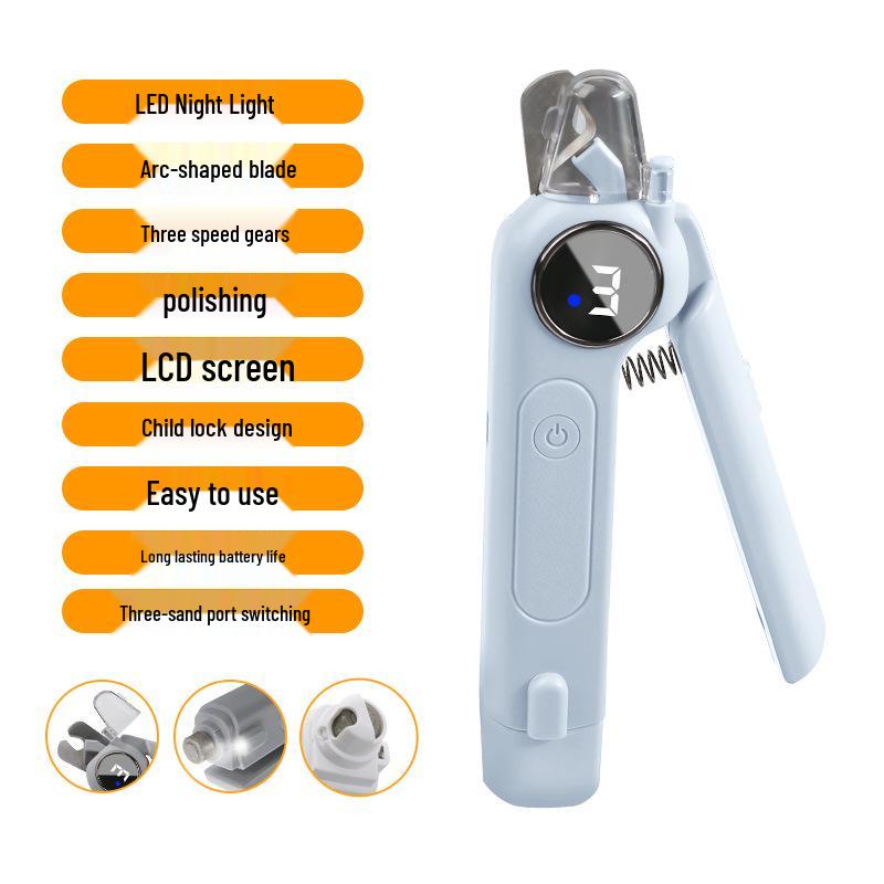 

Deng Xun 2-in-1 Electric Pet Nail Clipper & Grinder for Small Cats and Dogs Multilingual Manual синий