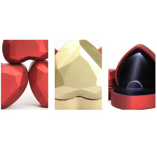 Limeimei Herzförmiger LED-Licht-Ringhalter, Box, Vorschlag, Ehering, Display, Aufbewahrungsbox