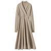 Autumn/Winter Cashmere Cross-Collar Long Knit Dress - Slim-Fit Skirt for Elegant and Commuting Style