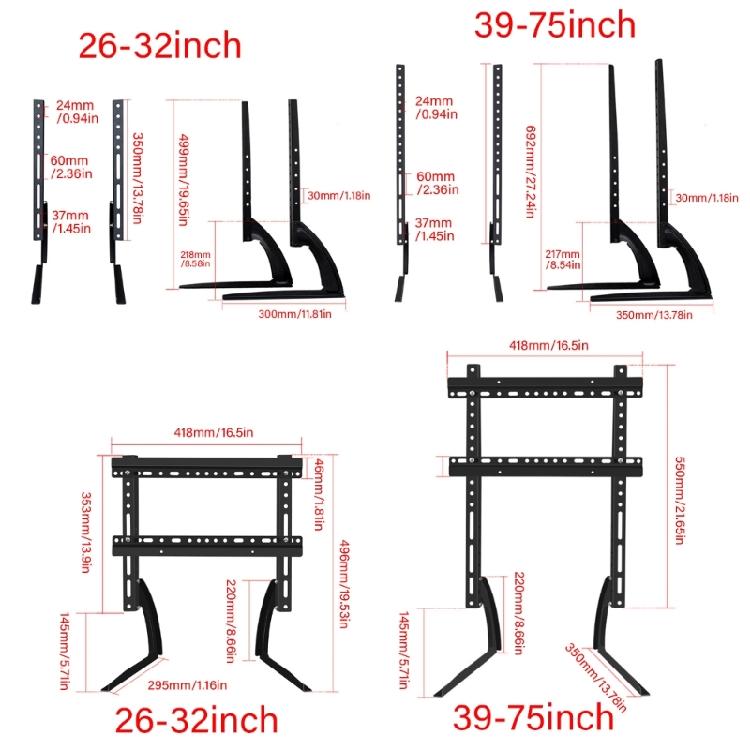 Adjustable TV Stand Base for 26 75inch LCD LED Plasma Screens Easy to Install Holds Up to 88Ibs