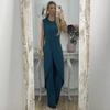 2 Pcs/Set Women Top Pants Set Irregular Hem Wide Leg Solid Color