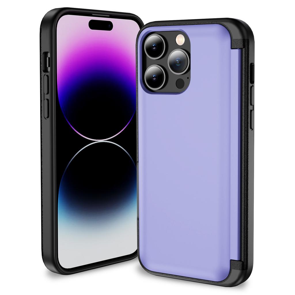 For iPhone 15 Pro Case TPU+PC Phone Shell with Card Slot and Flip Kickstand