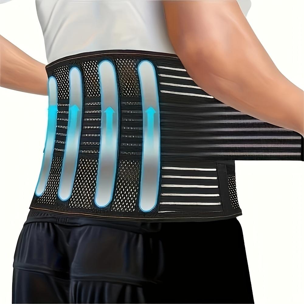 Compression Waist Support Belt with 5 Reinforced Support Plates, Breathable Mesh Back Support, And Adjustable Elastic Compressio