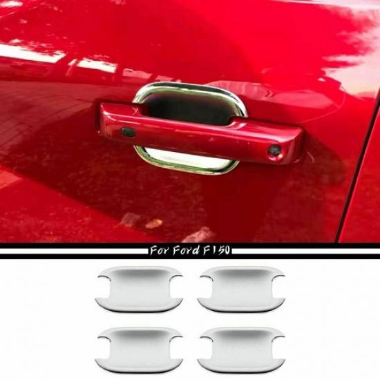 Chrome Exterior 4X Door Handle Bowl Cover Trim For Ford F150 F-150 Accessories