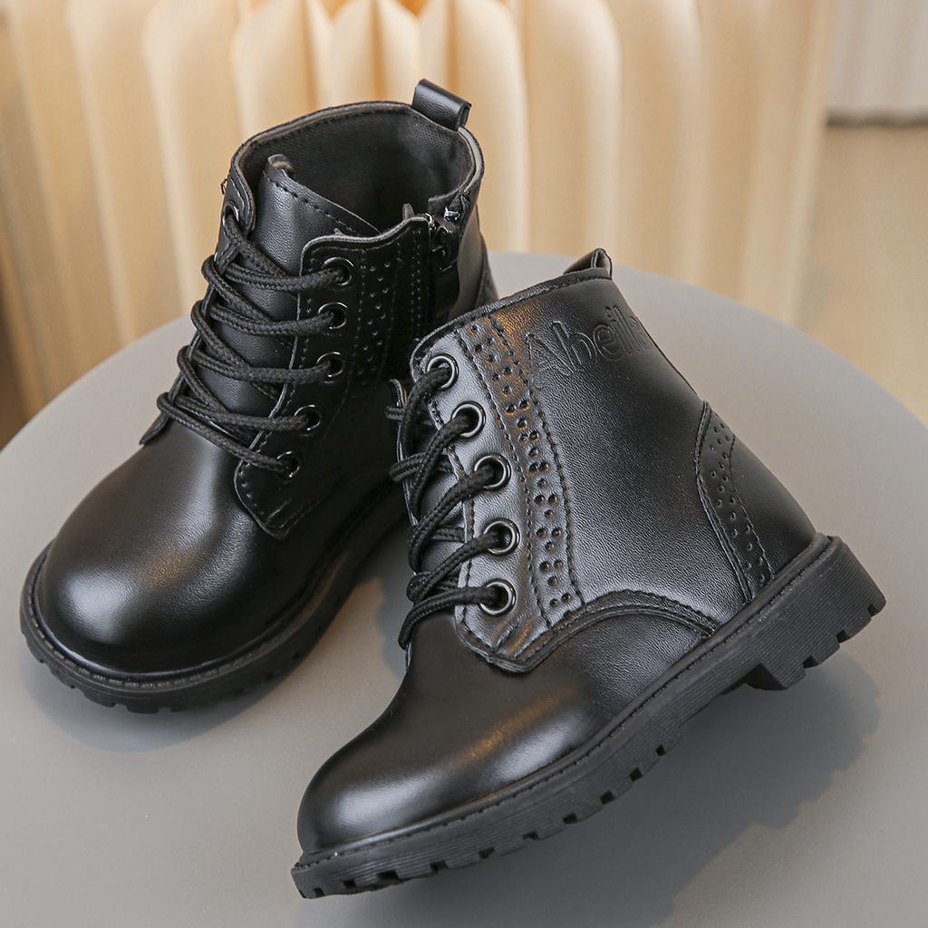 Boys shoes boots autumn and winter new children's leather shoes soft-soled girls Martin boots non-slip middle and older children's short boots
