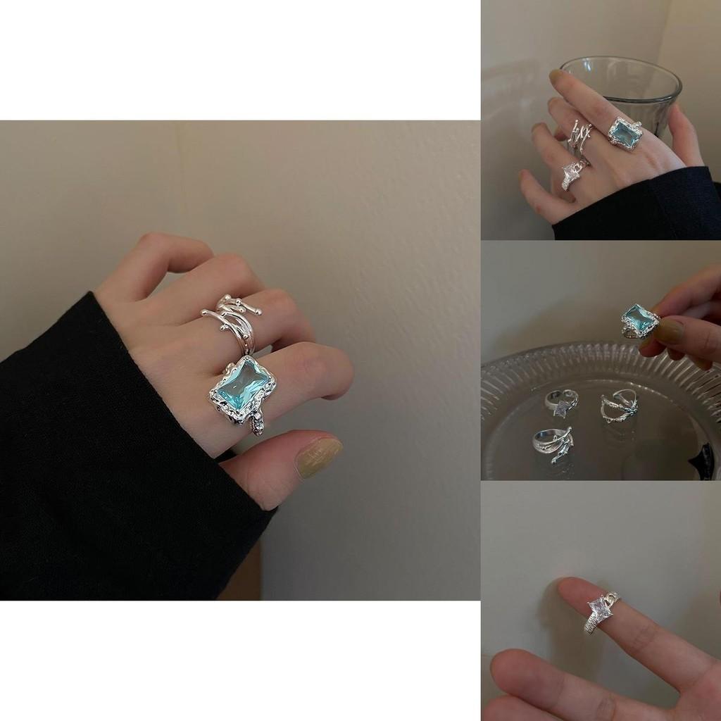 Shaped Stylish Geometric Silver Plated Open Ring For Women Trendy Accessory Fashion