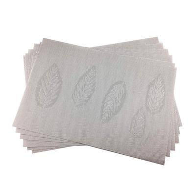 Silberne Tischsets mit 5 Blattmuster, 6er-Set, hitzebeständig, für den Esstisch, für den Innenbereich, gewebte Küchenmatten, rutschfest, abwischbar