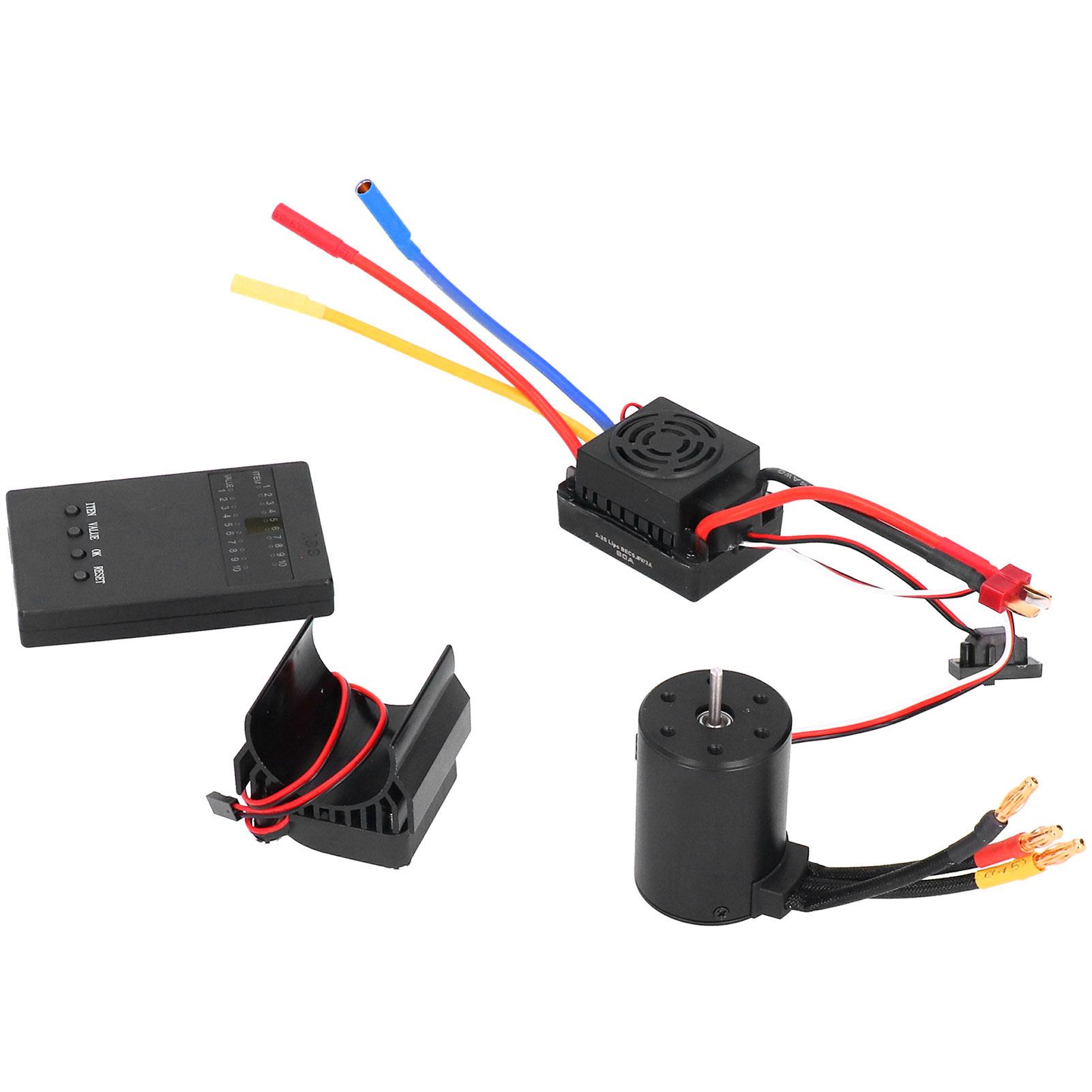 

Безколекторний двигун 3650 3100KV 60A ESC Карта програматора Радіатор для 1:10 RC автомобіль