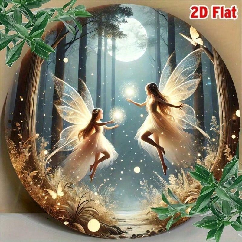 

Metal Poster Wall Art Magic Fairy Forest Moon Decor for Living Room