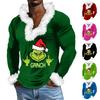 Men's Casual Cartoon Printed Plush V-neck With Fleece Long-sleeved Sweatshirt