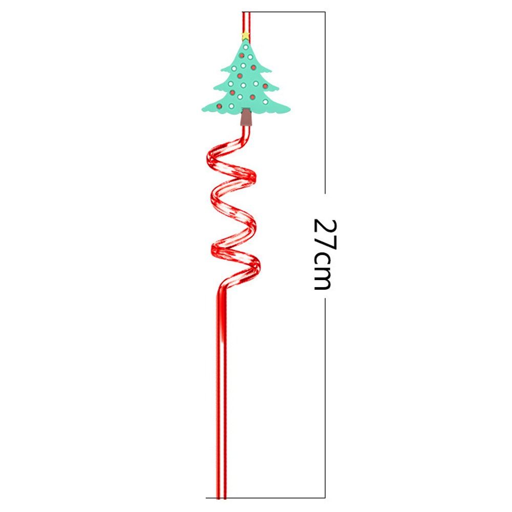 Spiral Christmas Plastic Straw Food Grade Christmas Party Decor Christmas Cartoon Straw  Children