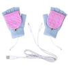 Women USB Heated Gloves Mitten Winter Warm Laptop Gloves Full And Halfs Hands Heated Fingerless Heating Knitting Guantes Mujer