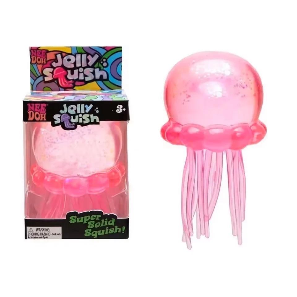 New Trending Jellyfish & Cube Squish Toy, Soft Jelly Squeeze Stress Relief Fidget Toy, Sensory Needoh For Kids & Adults