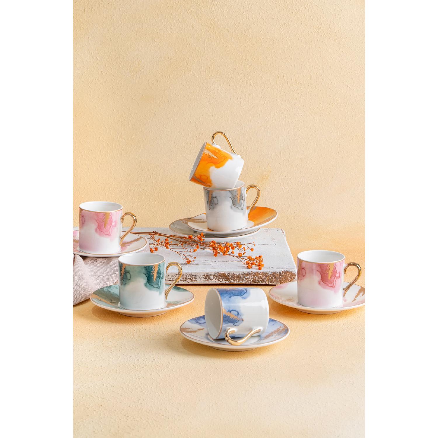 

Набор кистей из 6 весенних фарфоровых кофейных чашек 0050 чистый