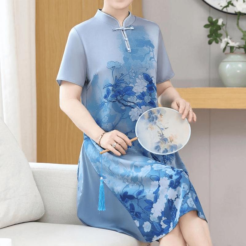 Yuzhaolin Women s New Chinese Style Ink Print A-Line Summer Dress XL